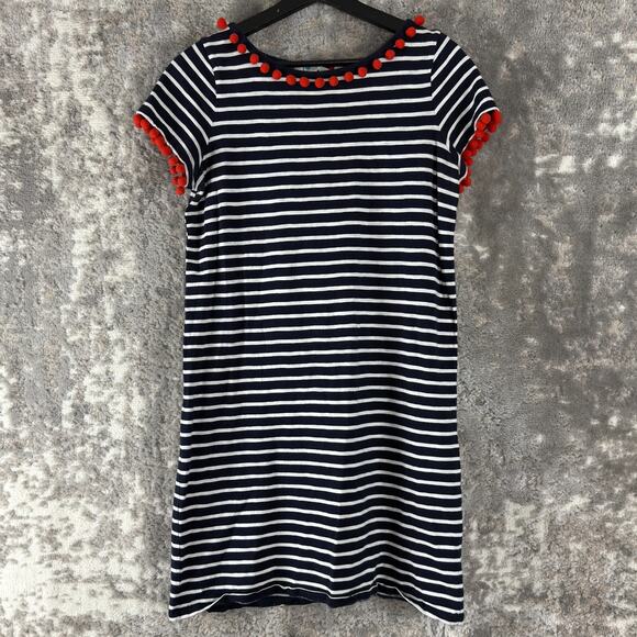 Boden Dresses & Skirts - Boden Size 6 Striped Mini Shirt Dress Navy White Short Sleeve Round Neck Cotton